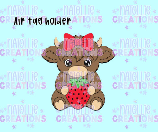 Highland Strawberry Air Tag Holder Keychain