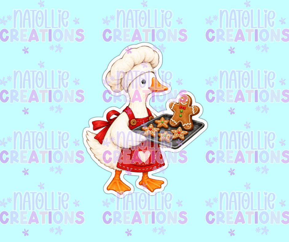Christmas Baking Goose Die Cut Sticker