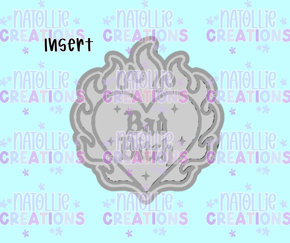 Bad Bitch Heart On Fire Insert Freshie Silicone Mold