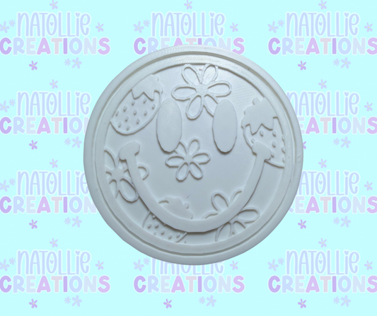 Floral Strawberry Smiley Insert Freshie Silicone Mold