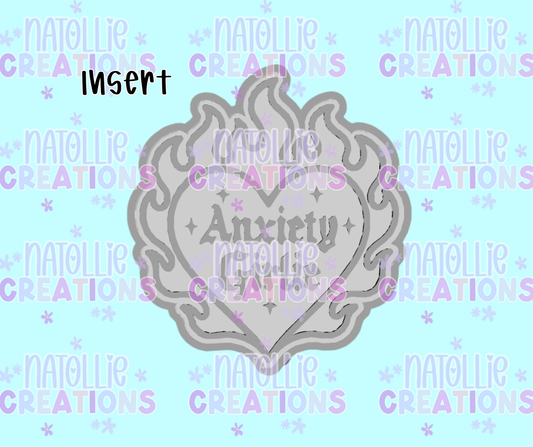 Anxiety Girlie Heart On Fire Insert Freshie Silicone Mold