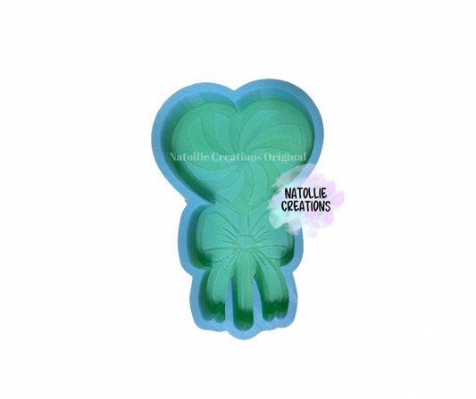 Heart Lollipop W/ Bow Freshie Silicone Mold