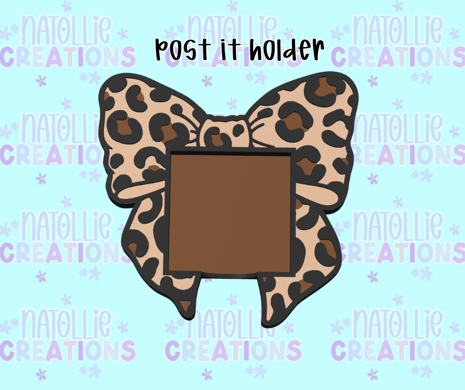 Leopard Bow Post It Note Holder