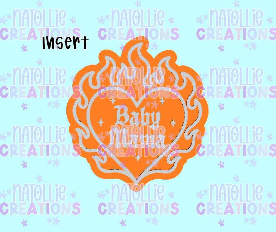 Baby Mama Heart On Fire Insert Freshie Silicone Mold