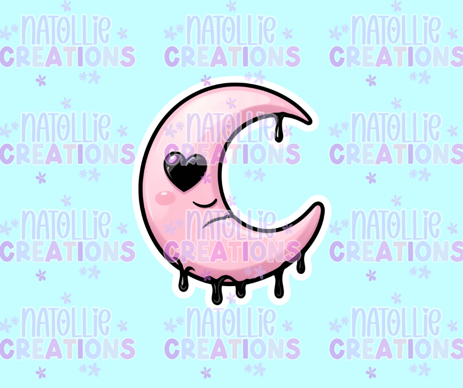 Dripping Cresent Moon Die Cut Sticker