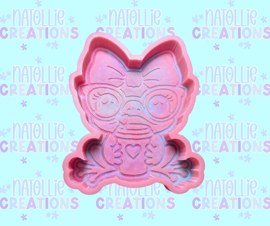 Cute Frog W/ Latte Freshie Silicone Mold