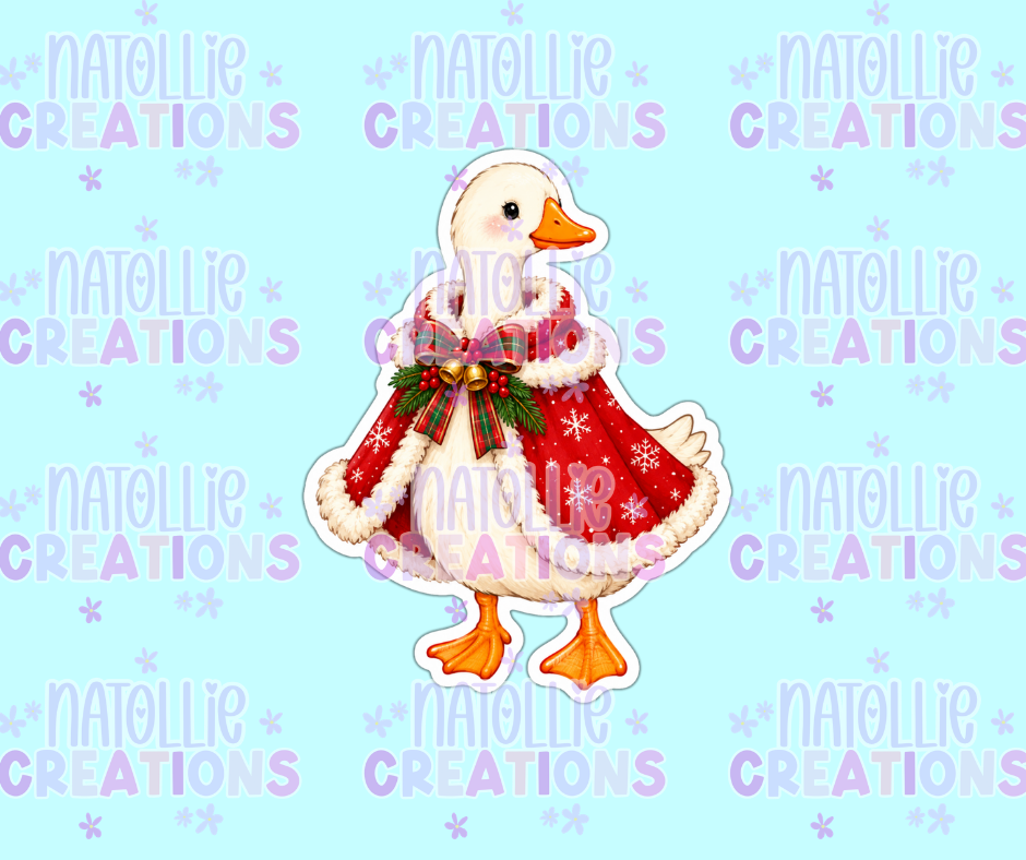 Fancy Cozy Goose Die Cut Sticker