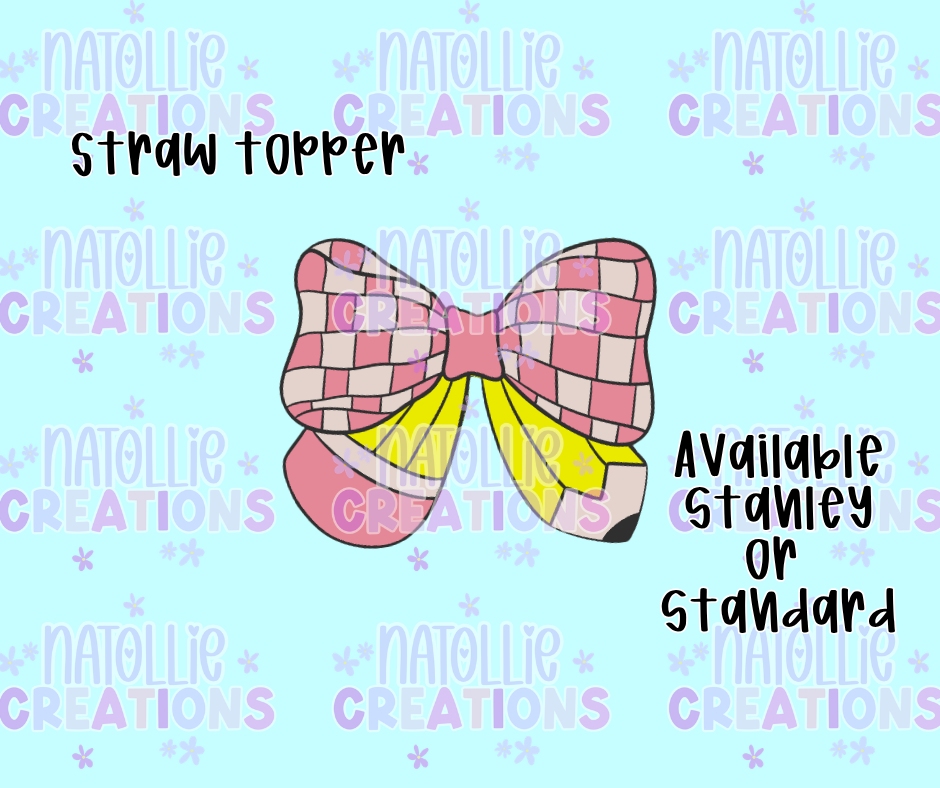 Pencil Bow Straw Topper