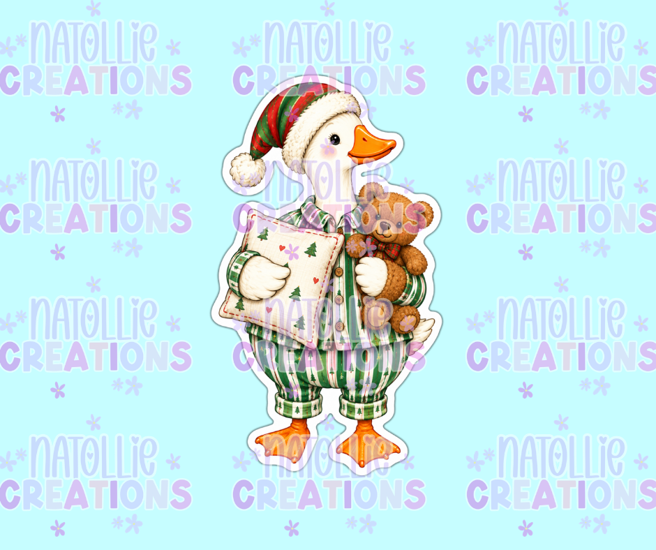 Christmas PJ Goose Die Cut Sticker