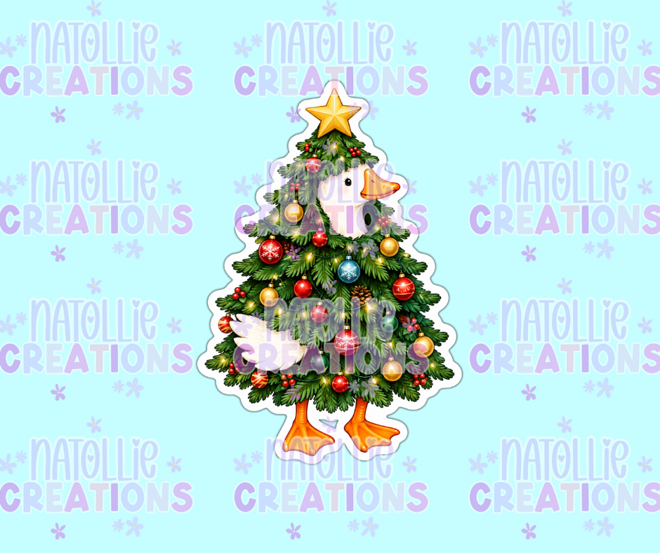Christmas Tree Goose Die Cut Sticker