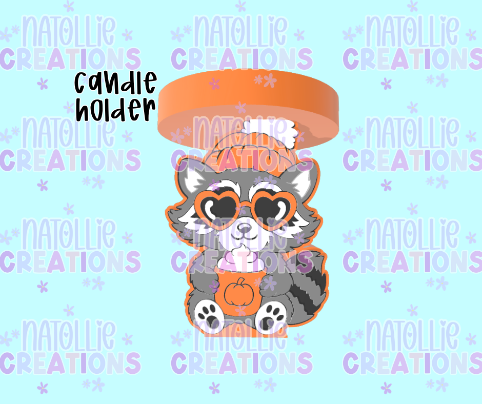 Fall Raccoon Candle Holder
