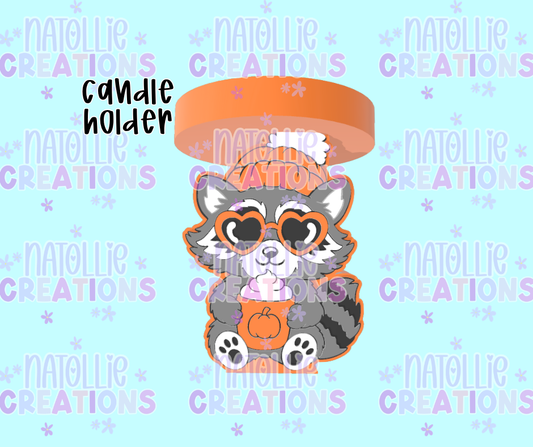 Fall Raccoon Candle Holder