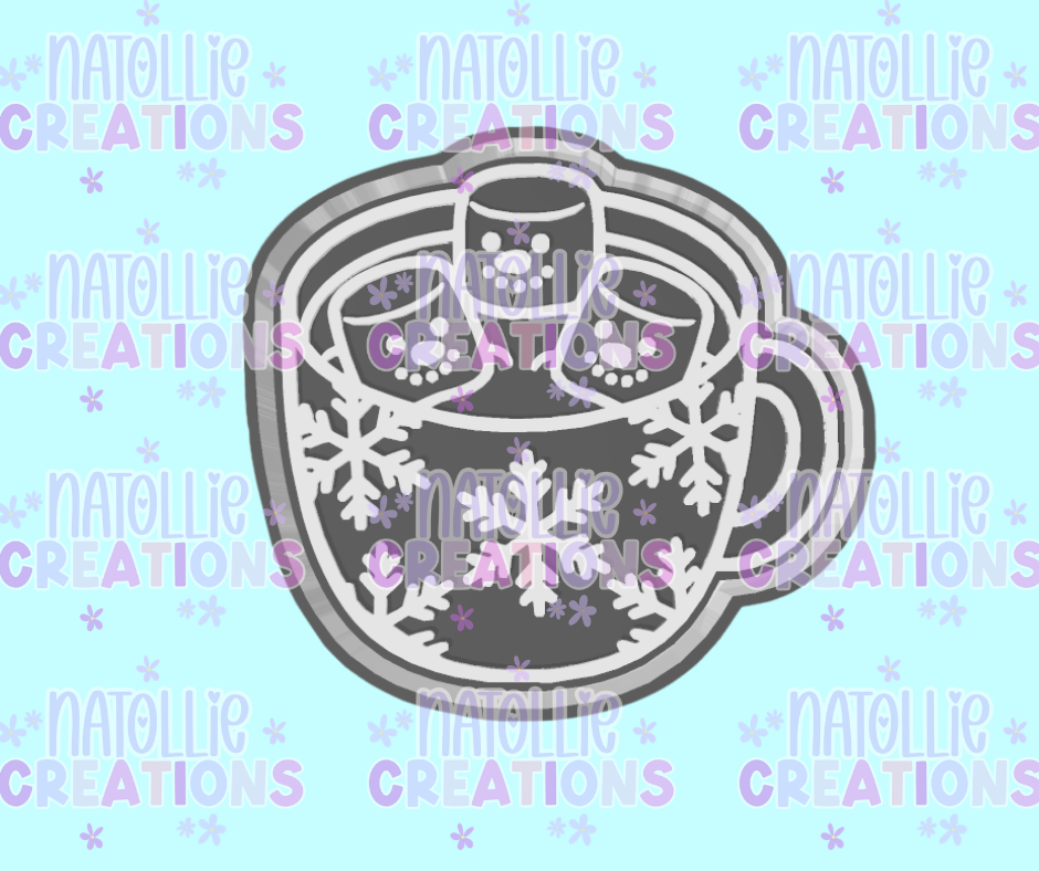 Snowflake Mug W/ Snowman Marshmallows Freshie Silicone Mold