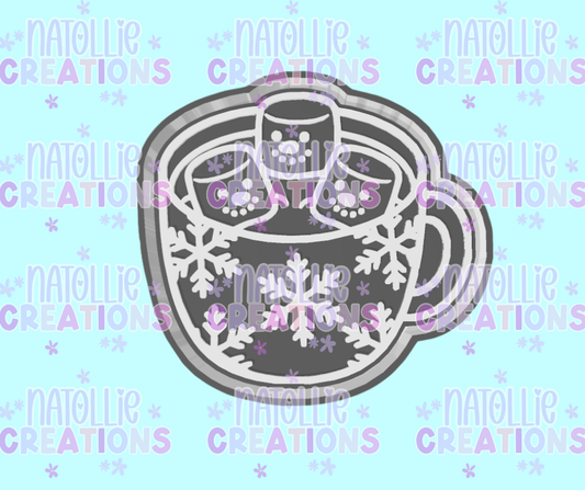 Snowflake Mug W/ Snowman Marshmallows Freshie Silicone Mold