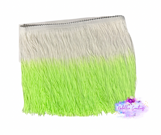 White / Lime Green Ombre Fringe