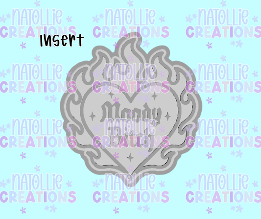 Moody Bitch Heart On Fire Insert Freshie Silicone Mold