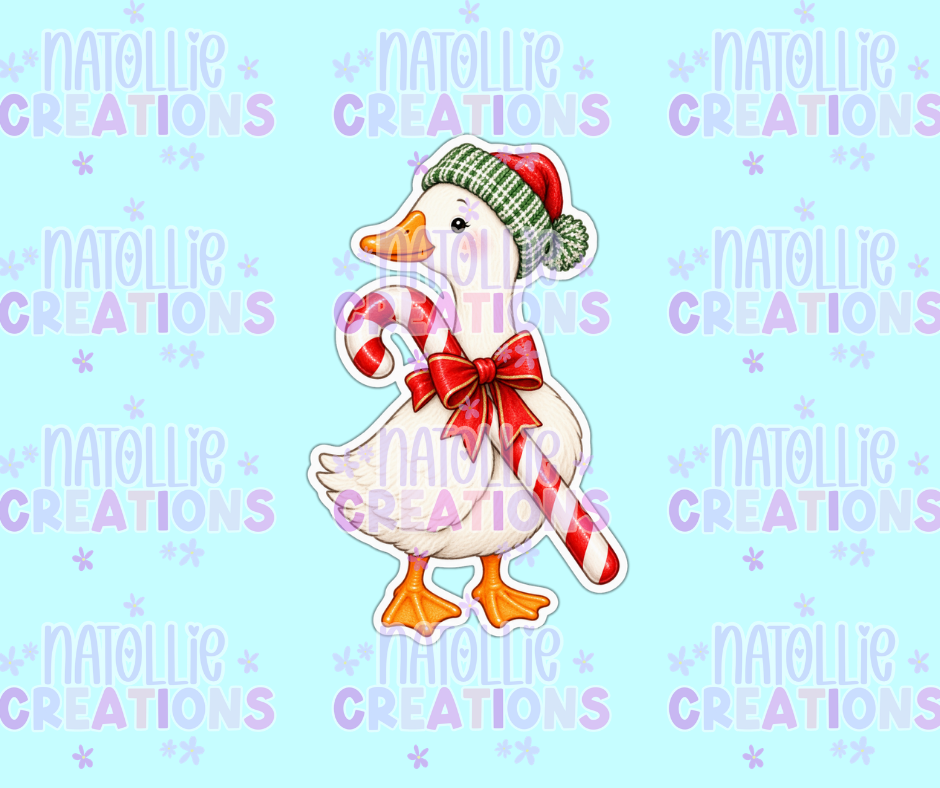 Candy Cane Goose Die Cut Sticker