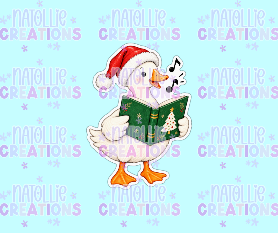 Christmas Carol Goose Die Cut Sticker