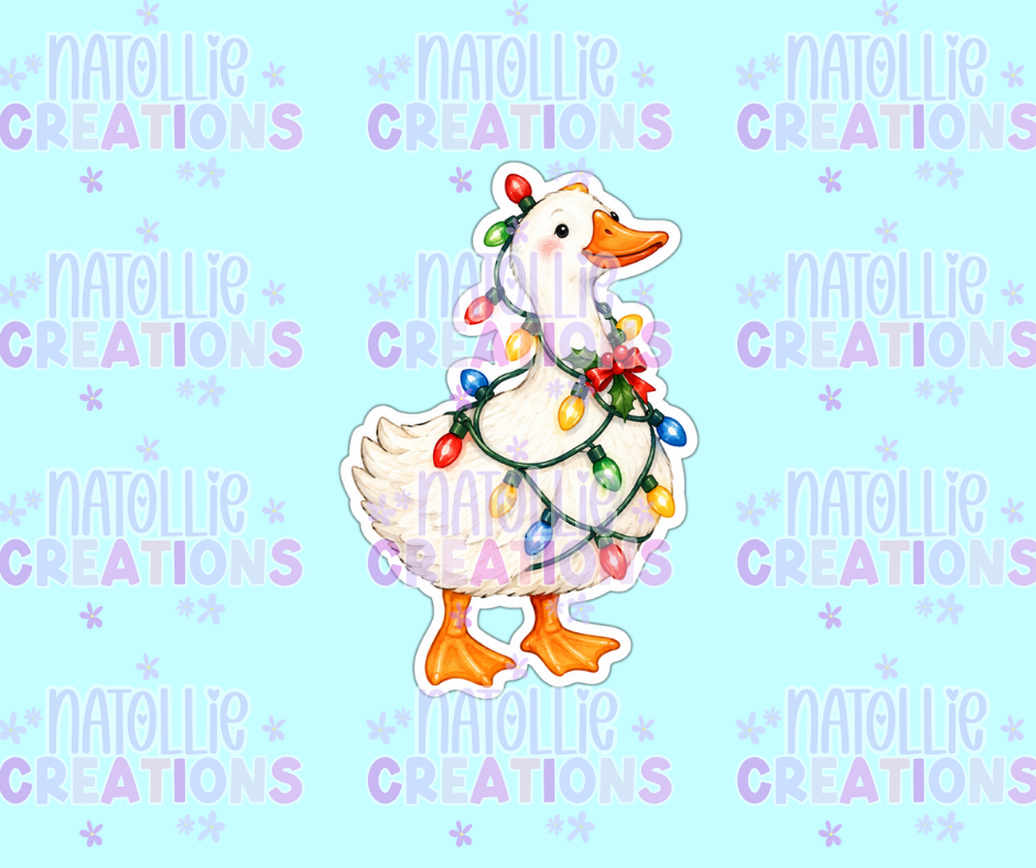 Christmas Lights Goose Die Cut Sticker