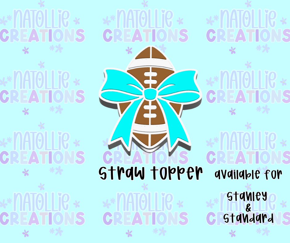 Football WITH Bow Straw Topper