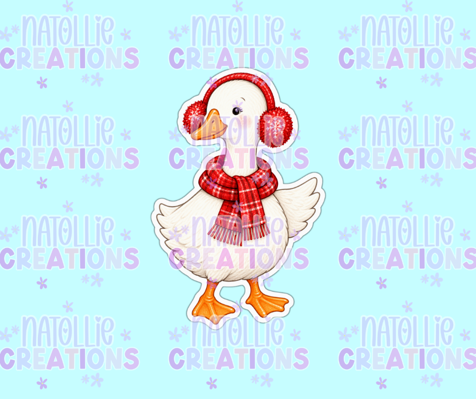 Ear Muff Goose Die Cut Sticker