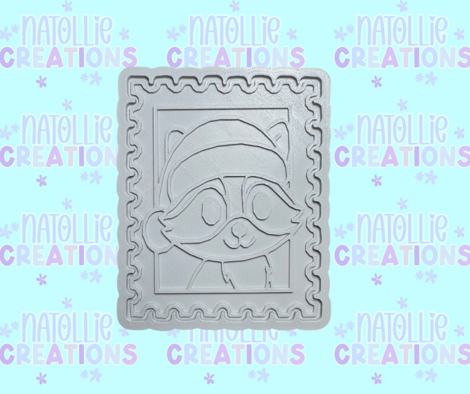 Christmas Raccoon Stamp Insert Freshie Silicone Mold