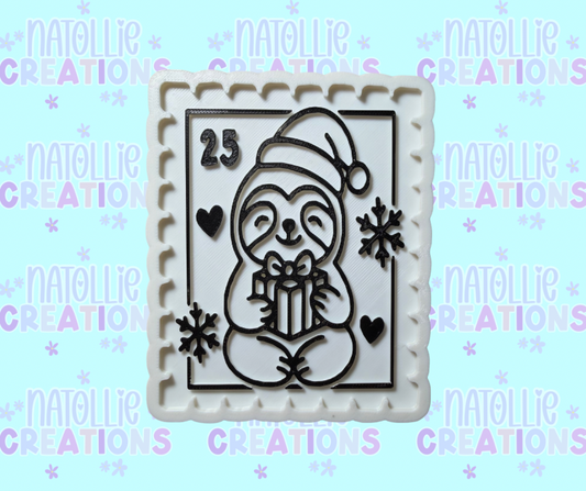 Christmas Sloth Stamp Insert Freshie Silicone Mold