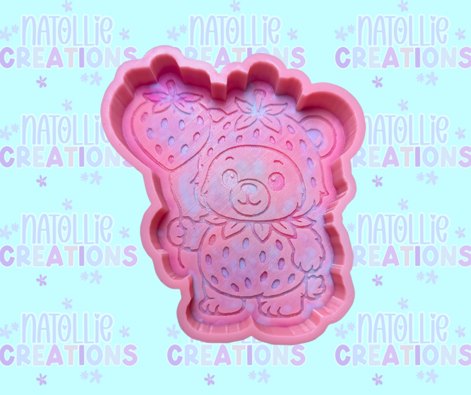 Bear In Strawberry Outfit Freshie Silicone Mold