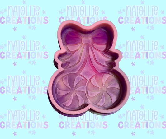Peppermint Cherries W/ Bow Freshie Silicone Mold