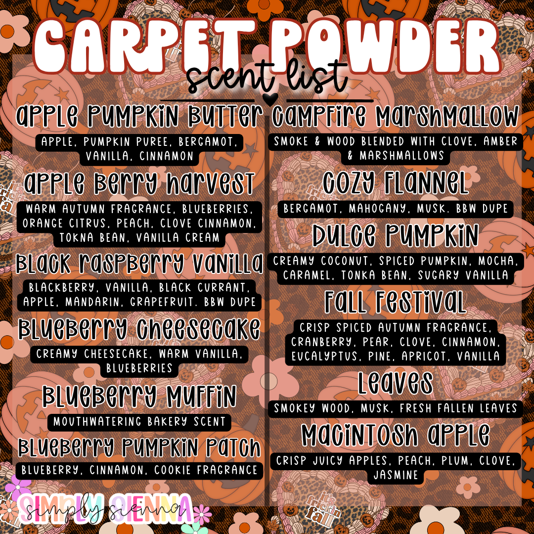 FALL - Carpet powder & Mop water refresher - 7 oz, 16 oz, 16 oz refill, 1 oz