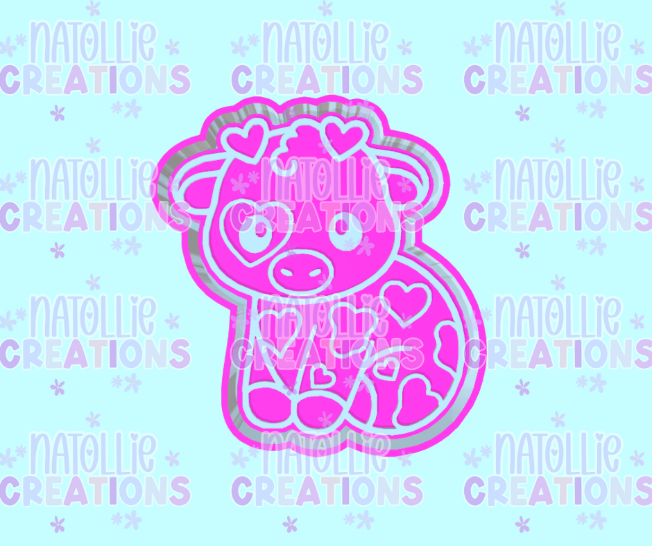 Cutie Heart Cow Freshie Silicone Mold