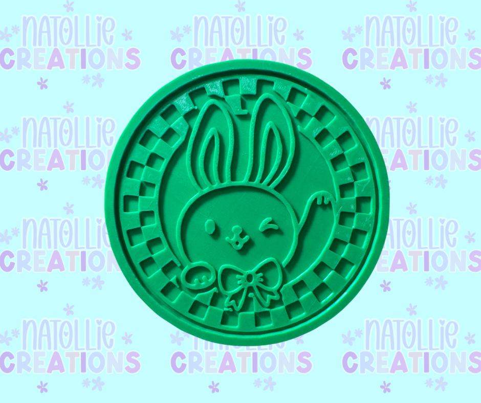 Checkered Waving Bunny Insert Freshie Silicone Mold