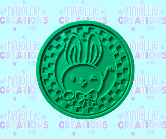 Checkered Waving Bunny Insert Freshie Silicone Mold