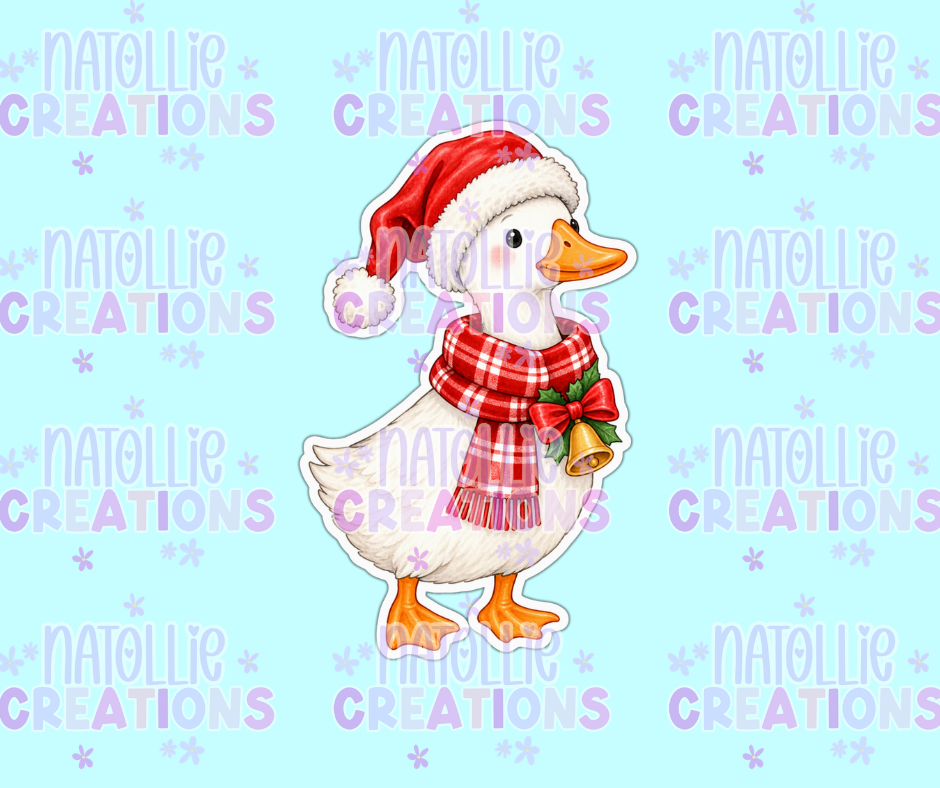Cozy Santa Goose Die Cut Sticker