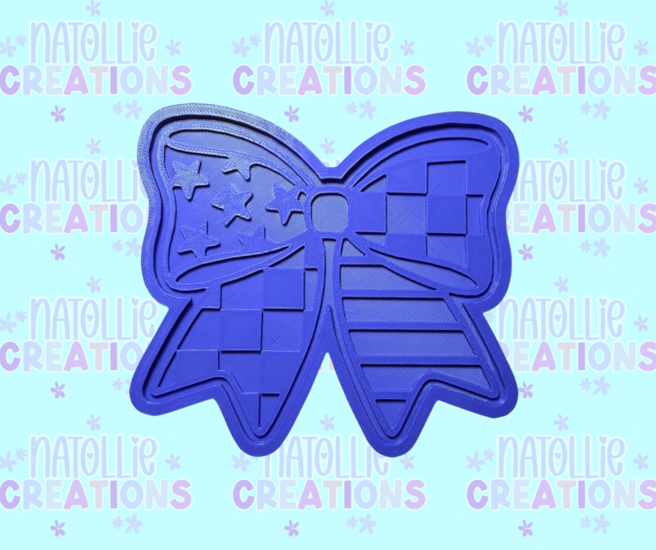 Checkered Stars & Stripes Bow Insert Freshie Silicone Mold
