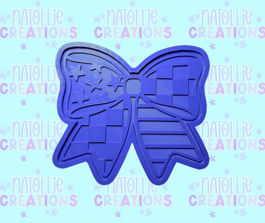 Checkered Stars & Stripes Bow Insert Freshie Silicone Mold