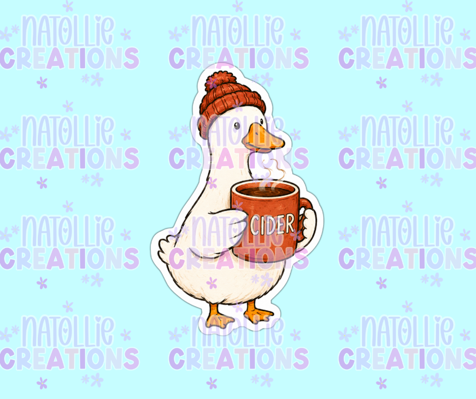 Hot Cider Goose Die Cut Sticker