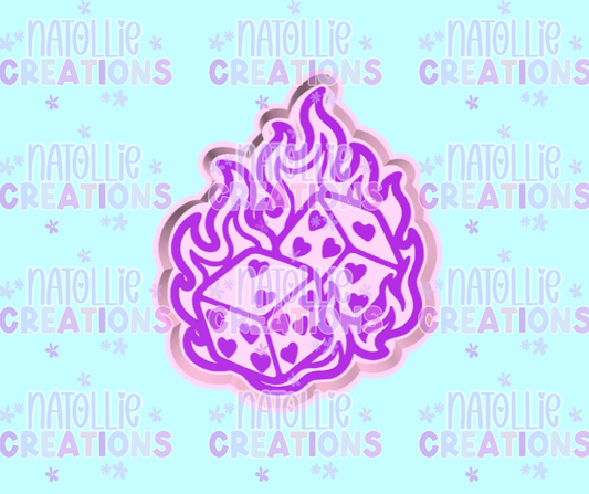 Flaming Heart Dice Freshie Silicone Mold