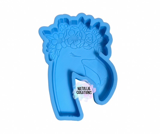 Floral Flamingo Freshie Silicone Mold