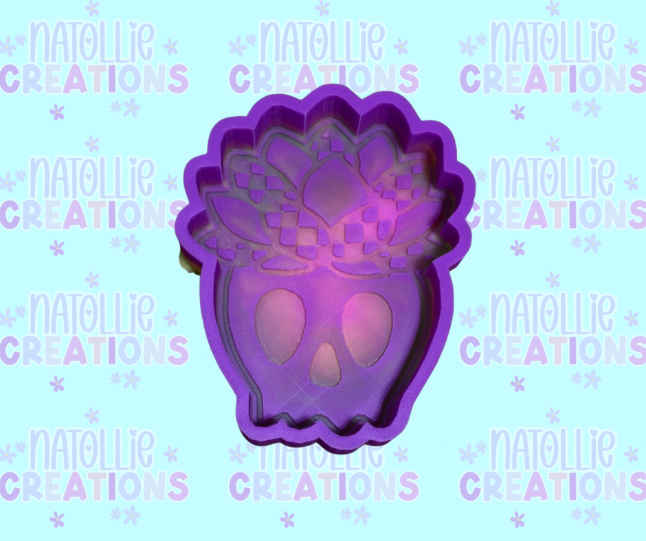 Checkered Succulent Skull Pot Freshie Silicone Mold
