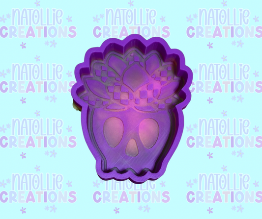 Checkered Succulent Skull Pot Freshie Silicone Mold