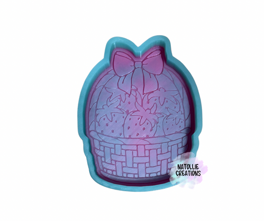 Strawberry Basket W/ Bow Freshie Silicone Mold