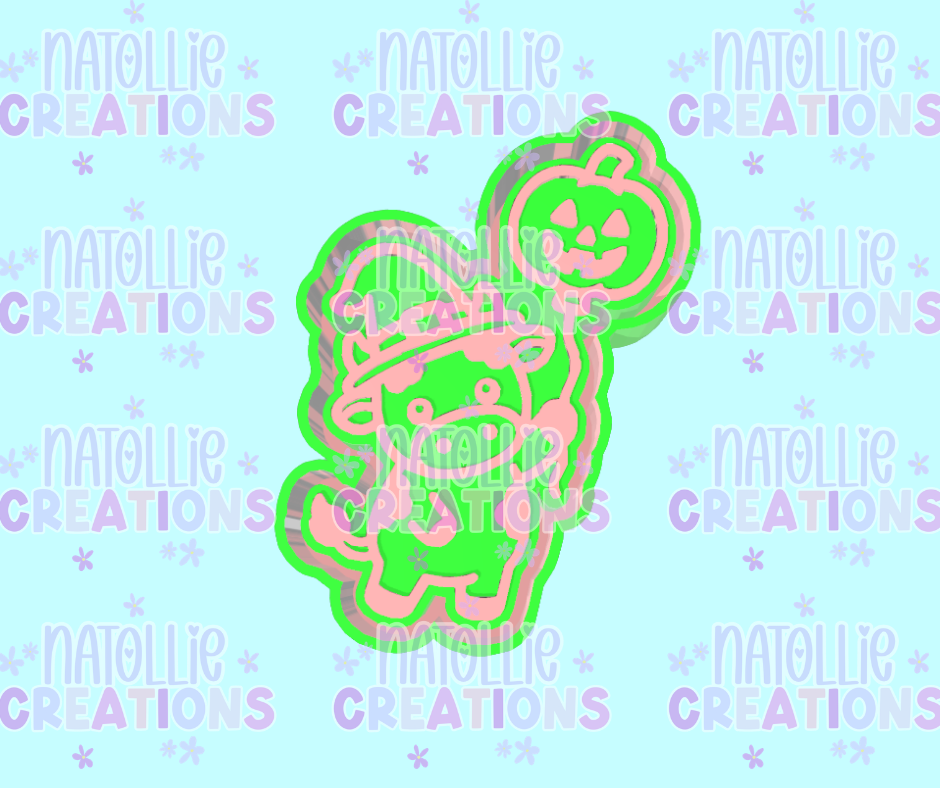 Cow W/ Pumpkin Balloon Freshie Silicone Mold