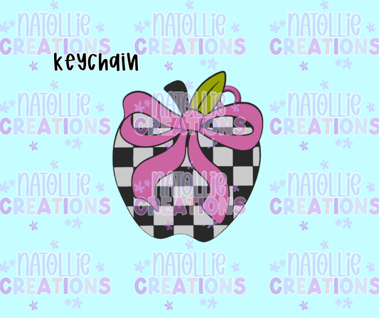 Checkered Apple Keychain