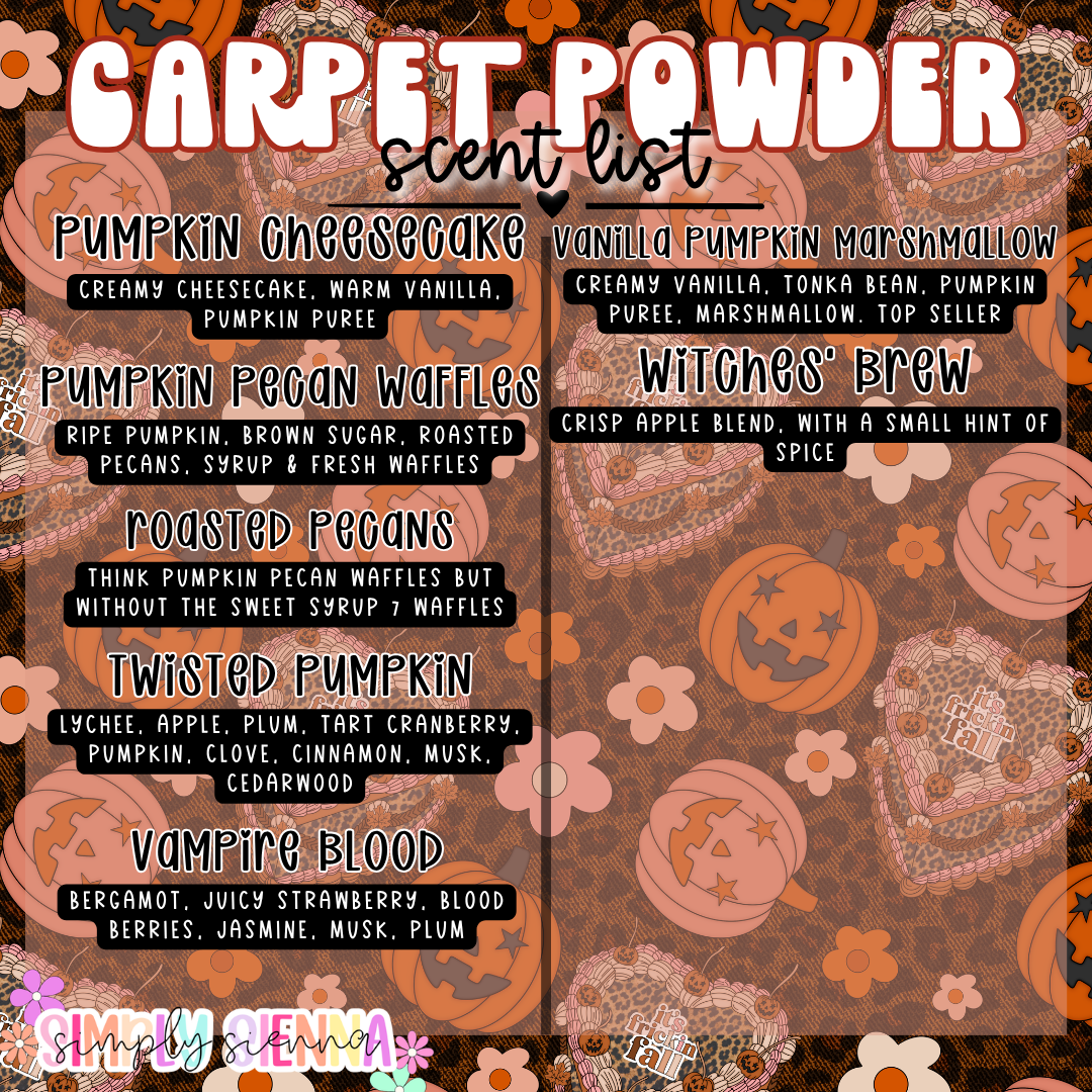 FALL - Carpet powder & Mop water refresher - 7 oz, 16 oz, 16 oz refill, 1 oz