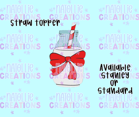 Milk W/ Bow Straw Topper