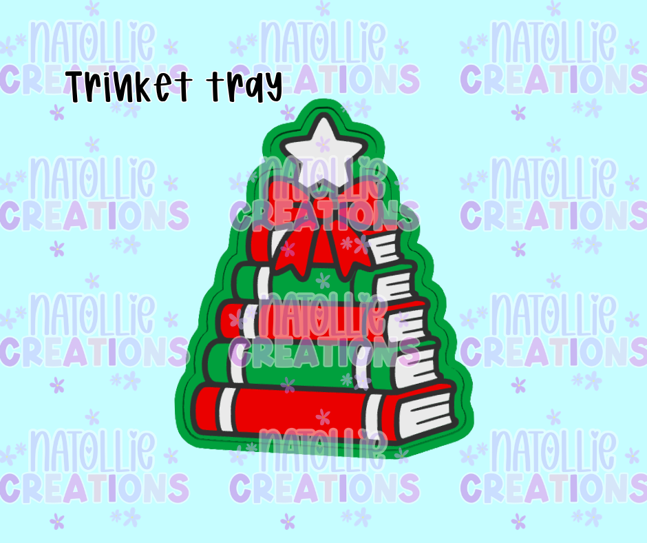 Christmas Tree Bookstack Trinket Tray