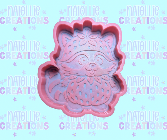 Raccoon In Strawberry Outfit Freshie Silicone Mold