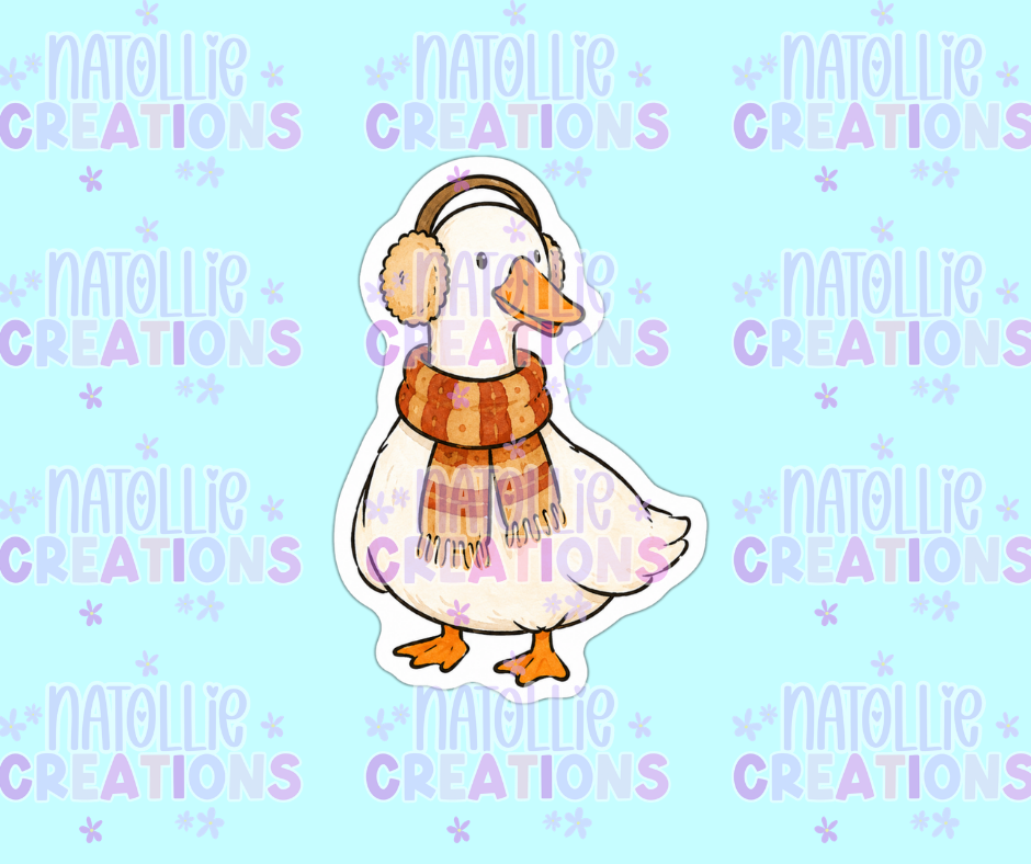 Fall Ear Muff Goose Die Cut Sticker