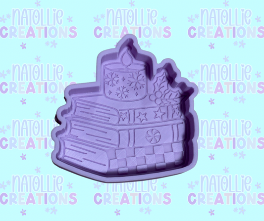 Christmas Bookstack W/ Candle Freshie Silicone Mold